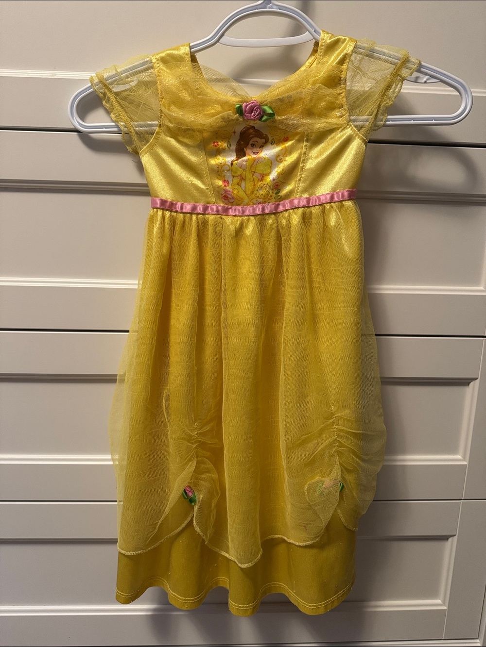 Yellow Belle Disney Princess Costume Dress with Pink Trim